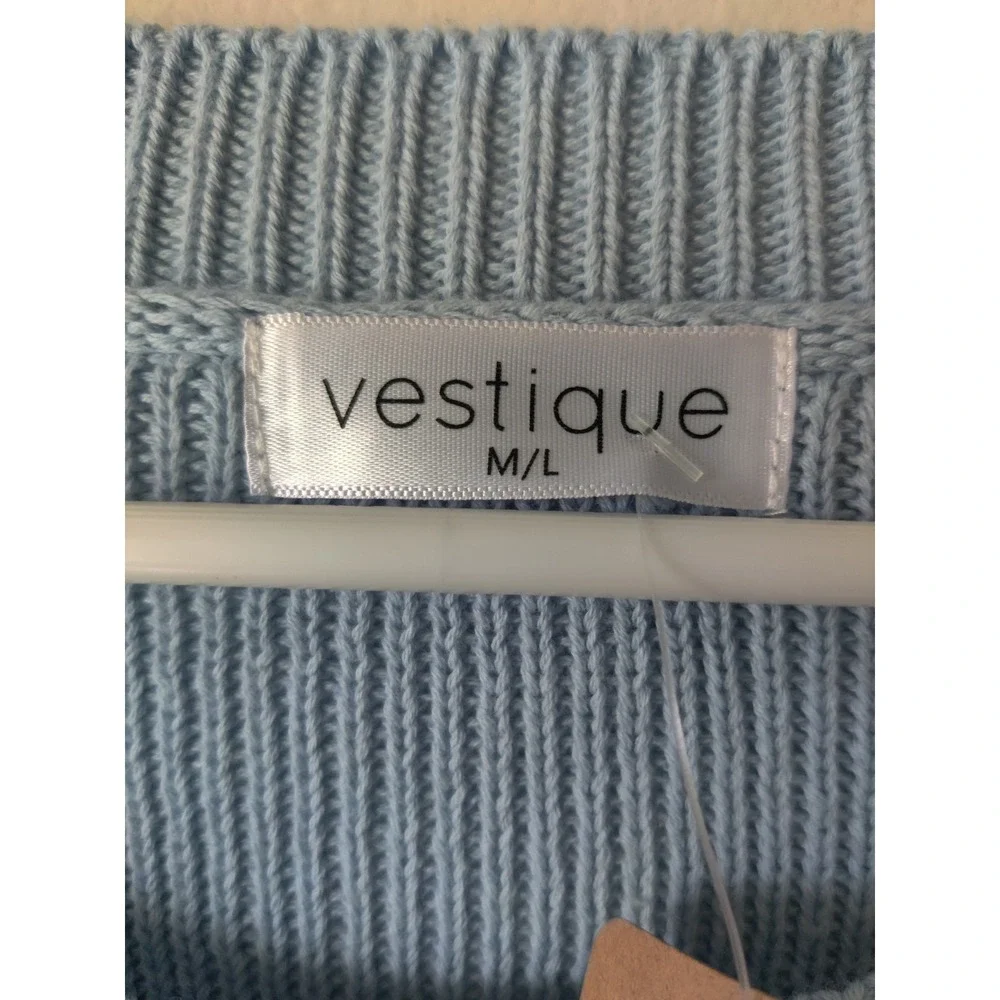 Vestique Women's Oversized Sweater 100%‎ Cotton Blue Size M/L NWT